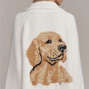 Anthropologie Pilcro Cream Cardigan with Dog Design